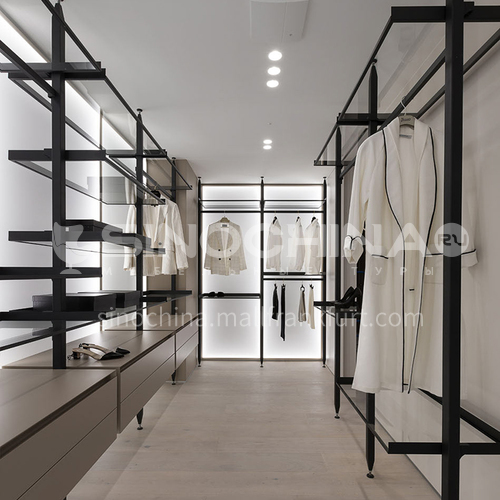 Minimalist style wardrobe, glass shelf, open cloakroom GW-452